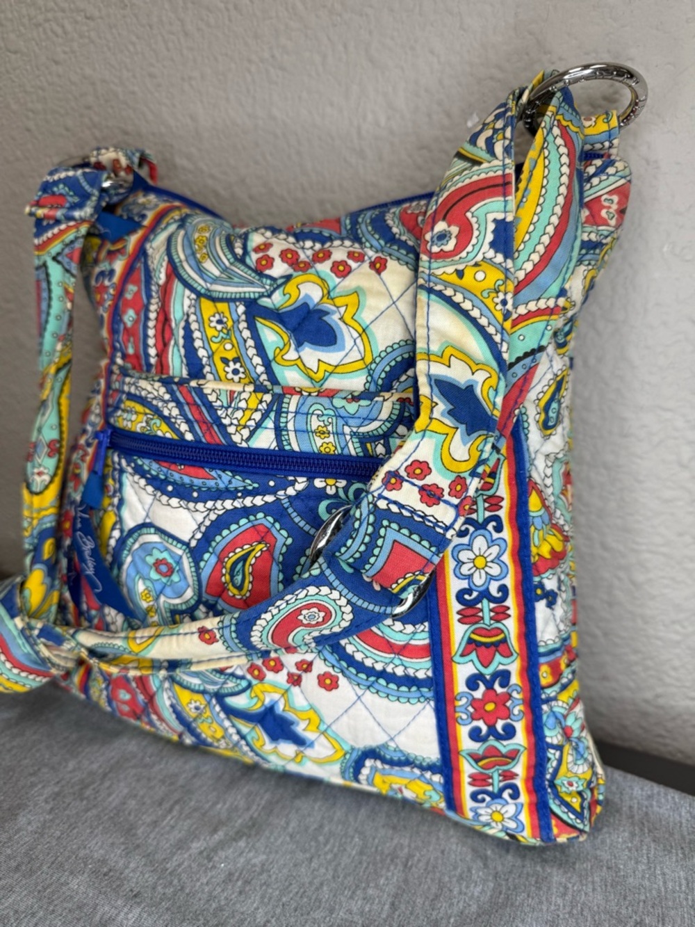 Vera Bradley Quilted Marina Paisley Hipster Crossbody in Blue, Yellow & Red
